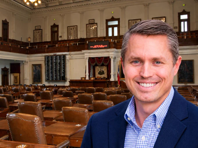 Brian Harrison pictured in front of the Texas House chamber.
